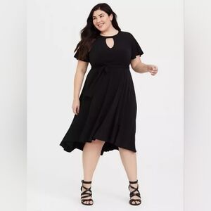 Black Studio Knit Hi-Lo Skater Dress Size 2